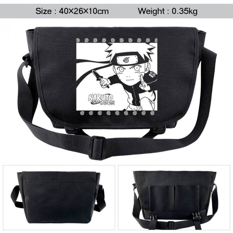 Naruto Anime black double button waterproof single shoulder crossbody bag 40x26x10cm