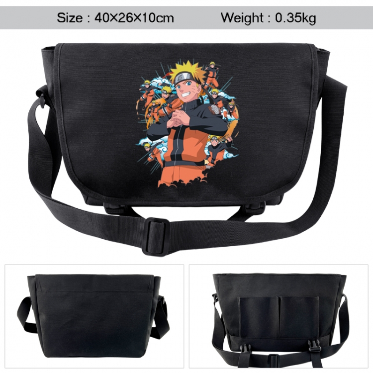 Naruto Anime black double button waterproof single shoulder crossbody bag 40x26x10cm