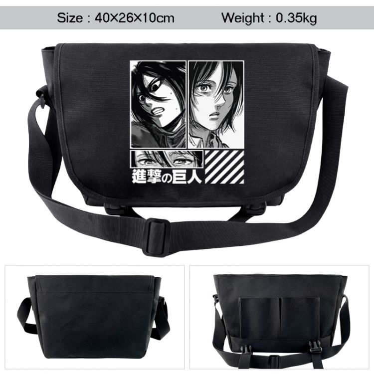 Shingeki no Kyojin Anime black double button waterproof single shoulder crossbody bag 40x26x10cm