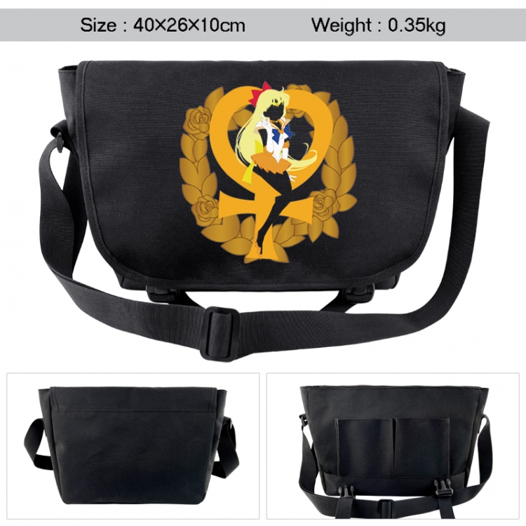 sailormoon Anime black double button waterproof single shoulder crossbody bag 40x26x10cm