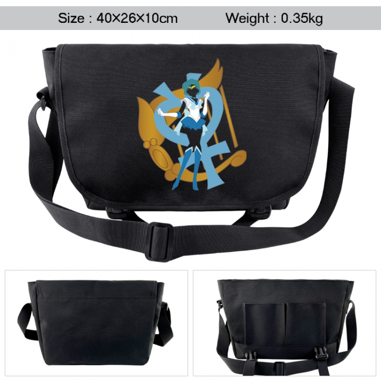 sailormoon Anime black double button waterproof single shoulder crossbody bag 40x26x10cm