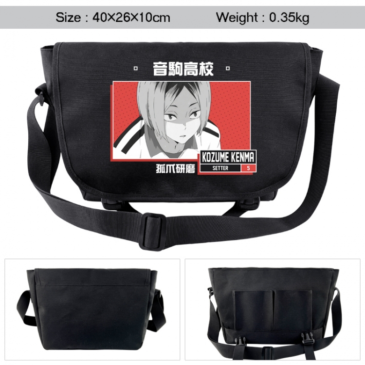 Haikyuu!! Anime black double button waterproof single shoulder crossbody bag 40x26x10cm
