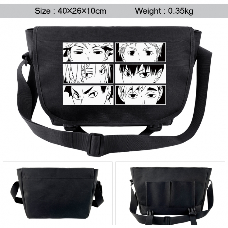 Haikyuu!! Anime black double button waterproof single shoulder crossbody bag 40x26x10cm