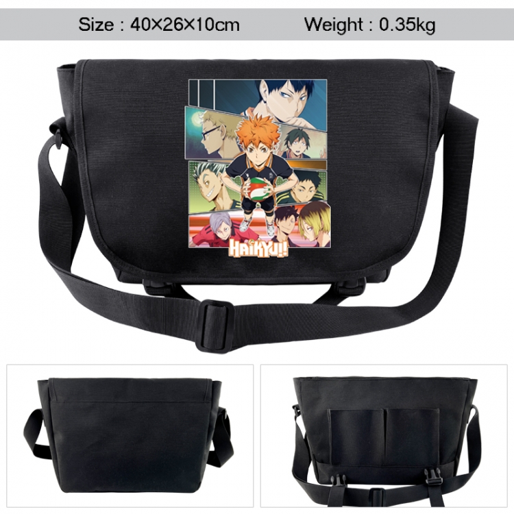 Haikyuu!! Anime black double button waterproof single shoulder crossbody bag 40x26x10cm