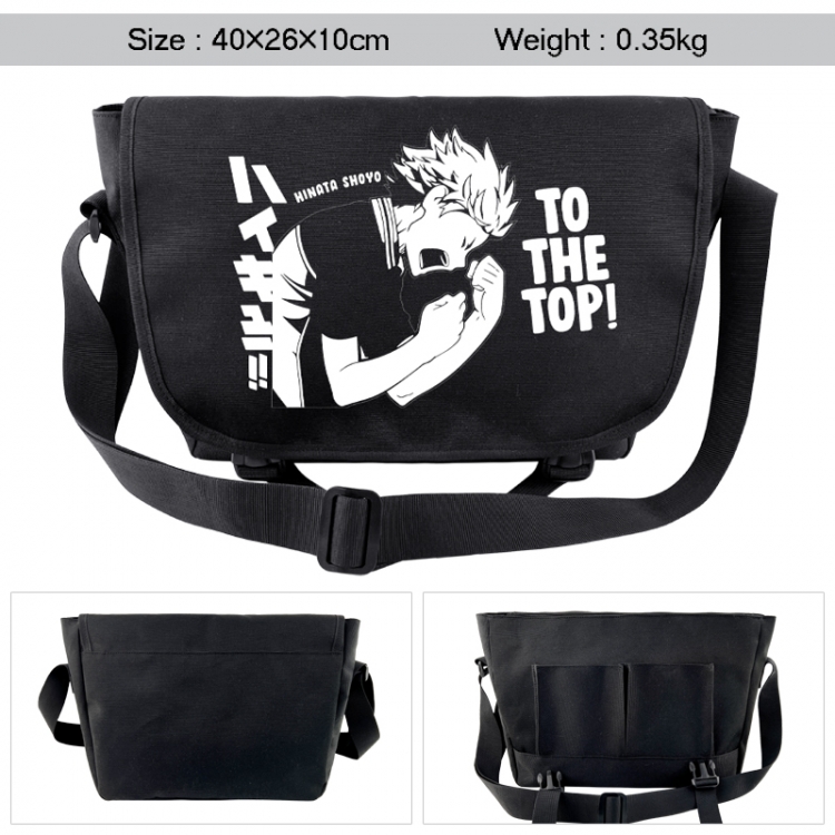 Haikyuu!! Anime black double button waterproof single shoulder crossbody bag 40x26x10cm
