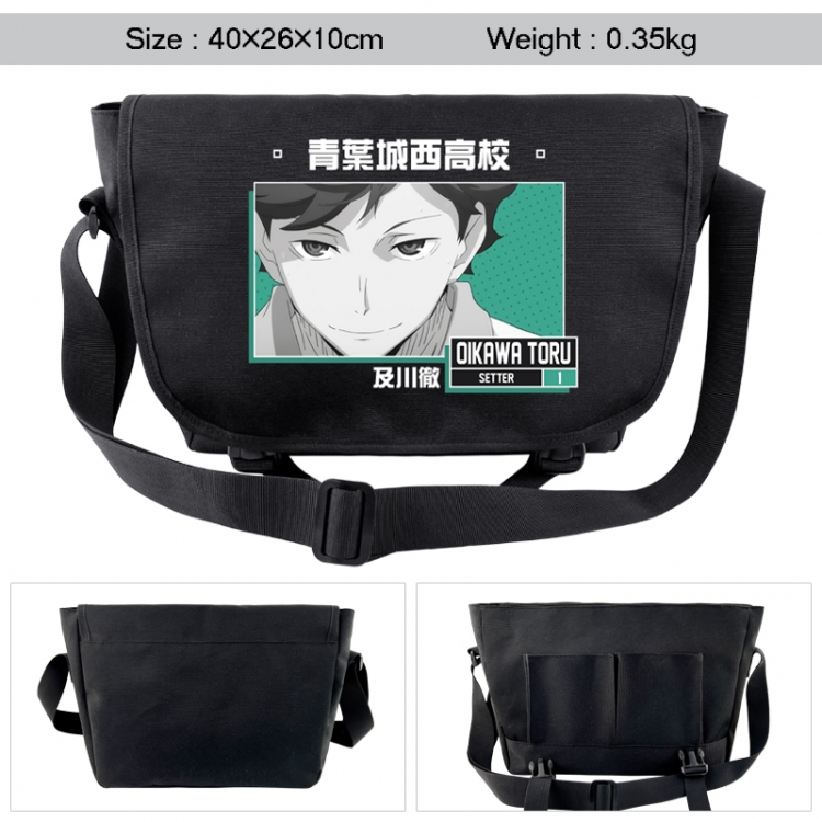 Haikyuu!! Anime black double button waterproof single shoulder crossbody bag 40x26x10cm