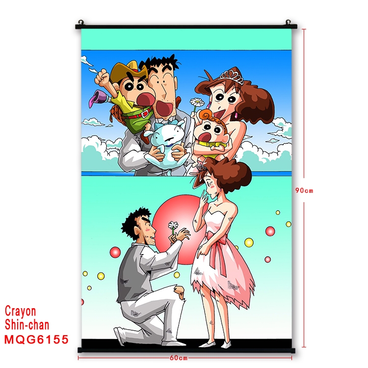 CrayonShin Anime black Plastic rod Cloth painting Wall Scroll 60X90CM  MQG-6155