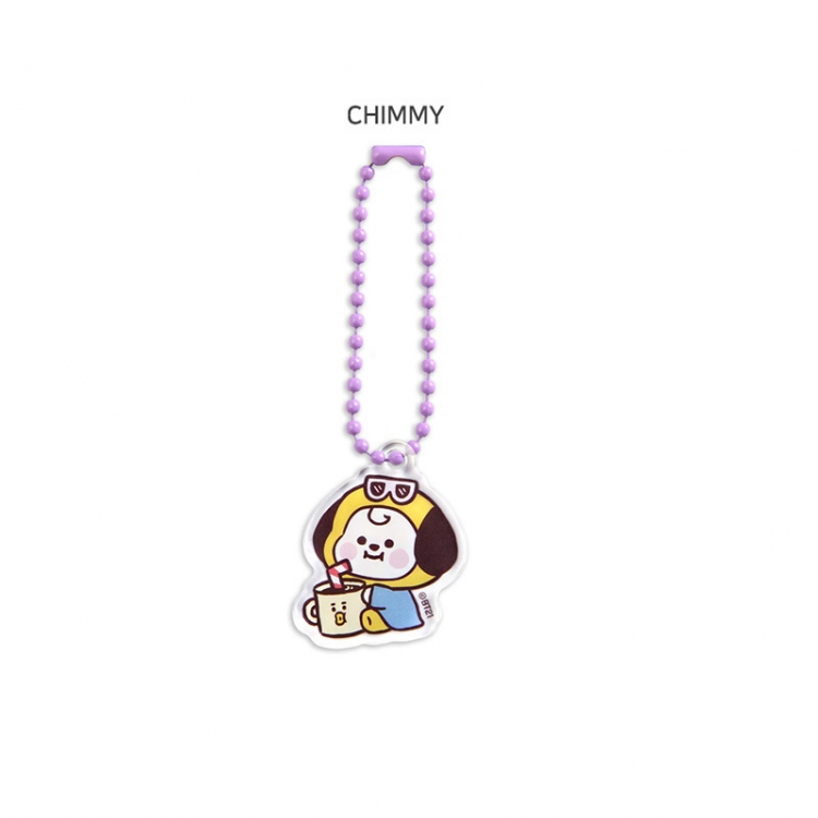 BTS Cartoon creative keychain acrylic bag pendant OPP packaging price for 5 pcs