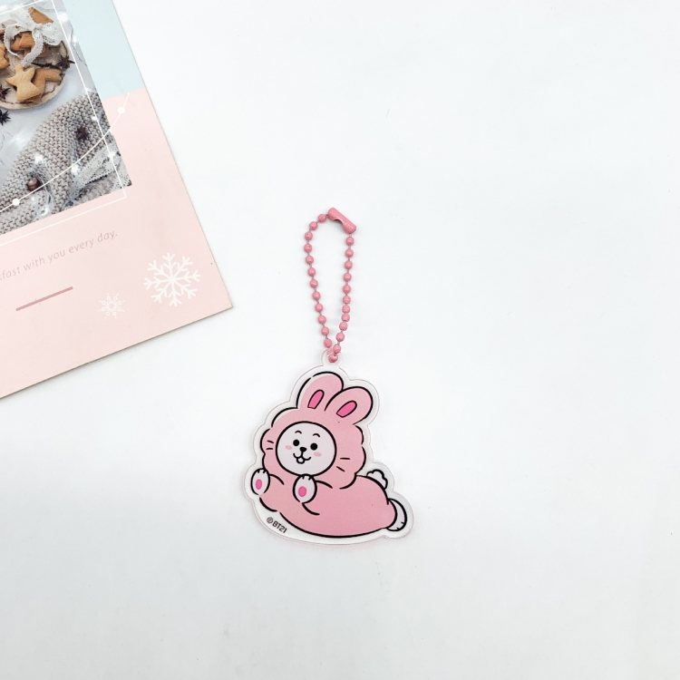 BTS Cartoon creative keychain acrylic bag pendant OPP packaging price for 5 pcs