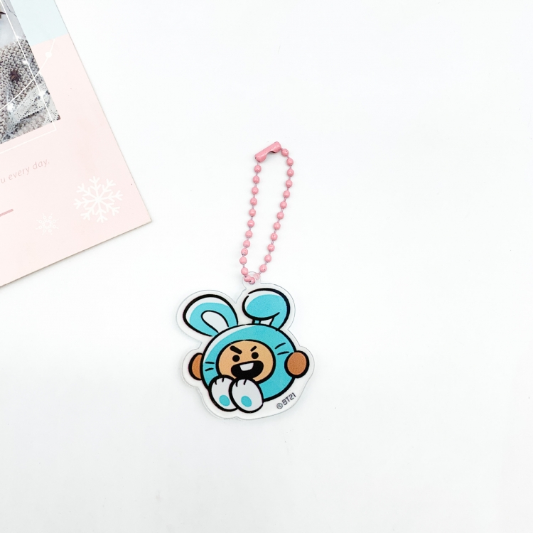 BTS Cartoon creative keychain acrylic bag pendant OPP packaging price for 5 pcs