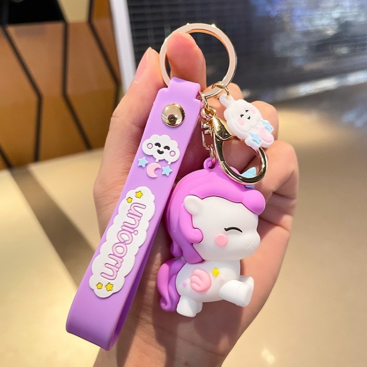 Unicorn Cartoon peripheral car keychain bag hanging accessories price for 5 pcs
