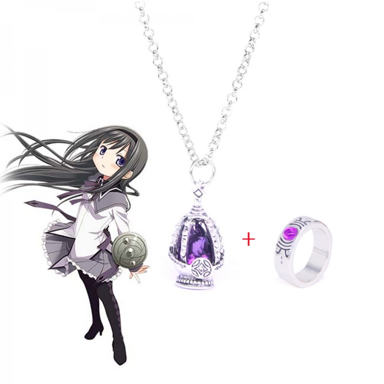 Magical Girl Madoka of the Magus Necklace Ring Set OPP Packaging price for 2 pcs