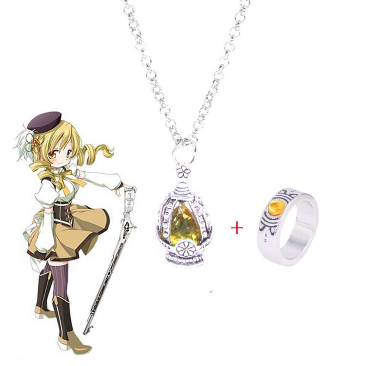 Magical Girl Madoka of the Magus Necklace Ring Set OPP Packaging price for 2 pcs