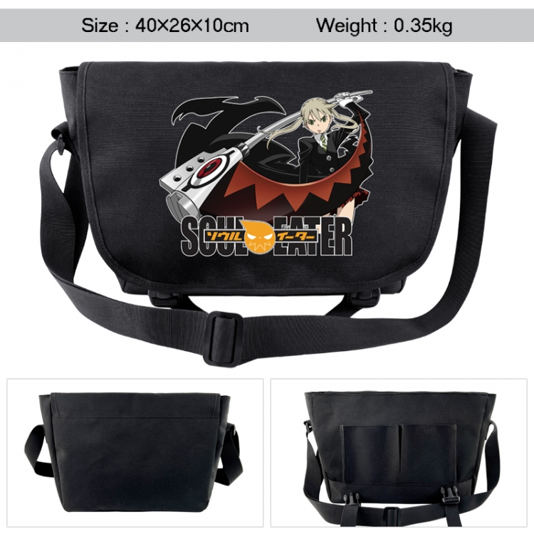 Soul Eater Anime black double button waterproof single shoulder crossbody bag 40x26x10cm