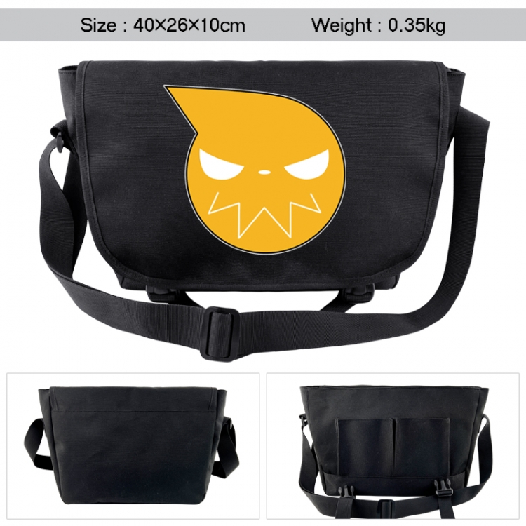 Soul Eater Anime black double button waterproof single shoulder crossbody bag 40x26x10cm