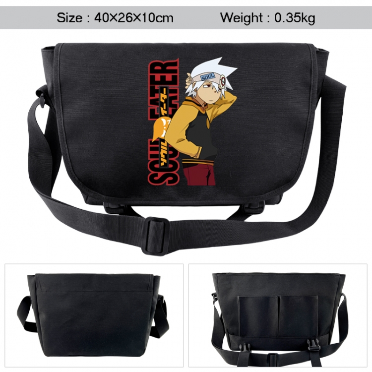 Soul Eater Anime black double button waterproof single shoulder crossbody bag 40x26x10cm