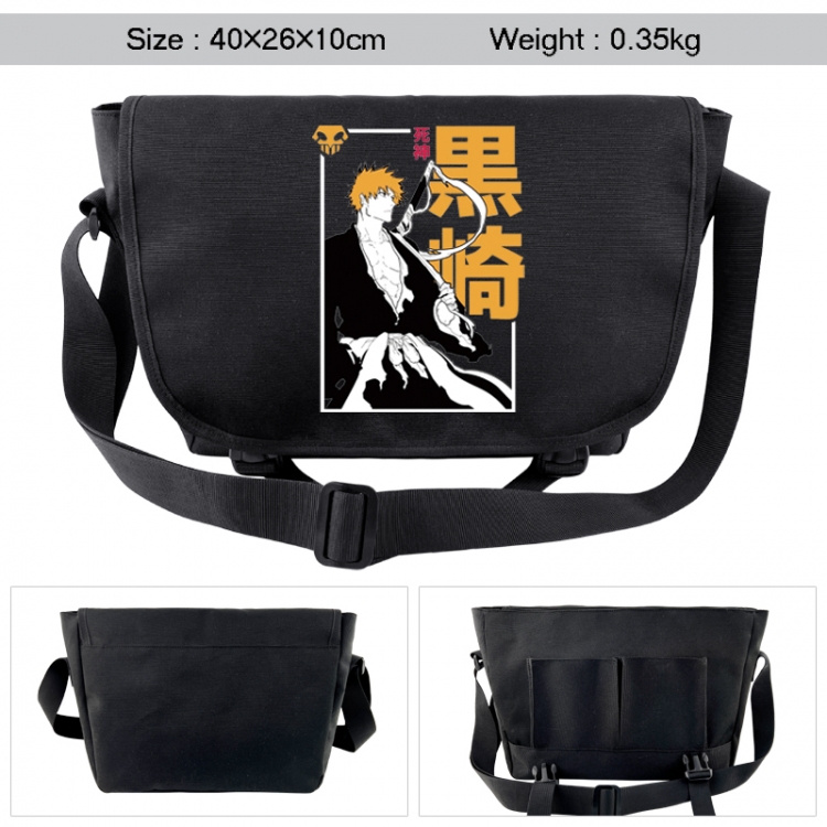 Bleach Anime black double button waterproof single shoulder crossbody bag 40x26x10cm