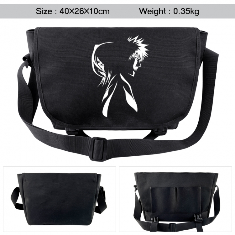 Bleach Anime black double button waterproof single shoulder crossbody bag 40x26x10cm