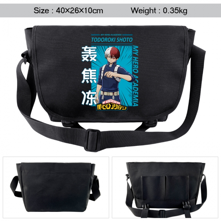 My Hero Academia Anime black double button waterproof single shoulder crossbody bag 40x26x10cm