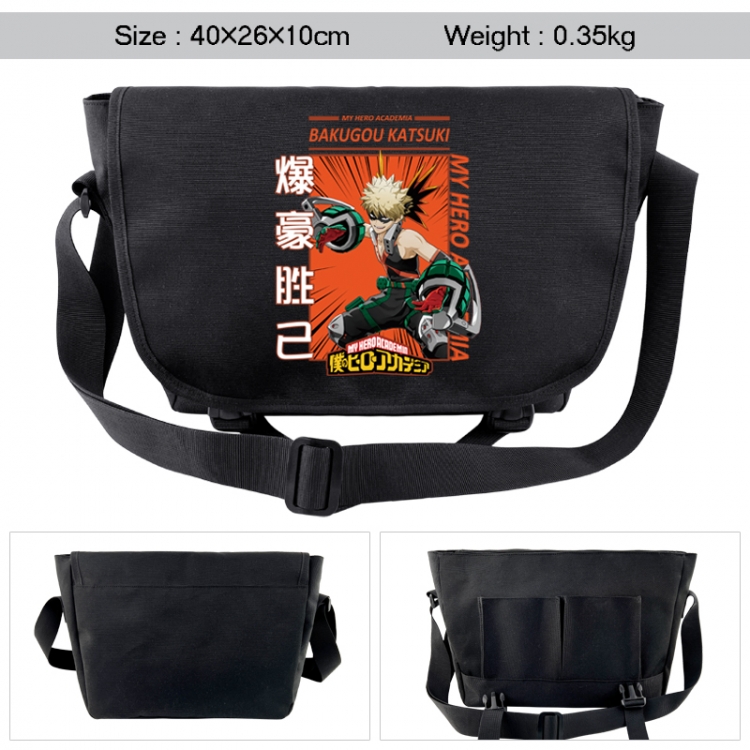 My Hero Academia Anime black double button waterproof single shoulder crossbody bag 40x26x10cm