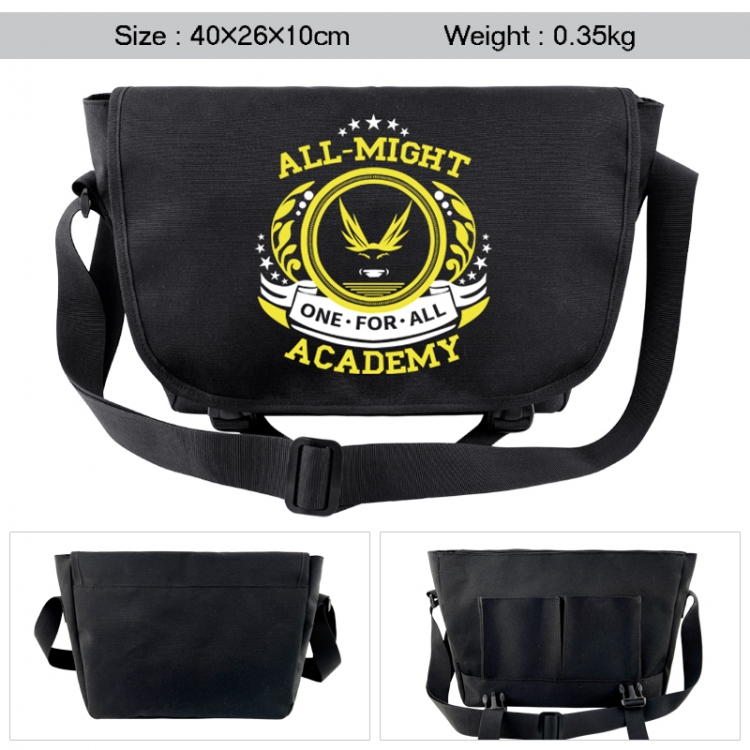 My Hero Academia Anime black double button waterproof single shoulder crossbody bag 40x26x10cm