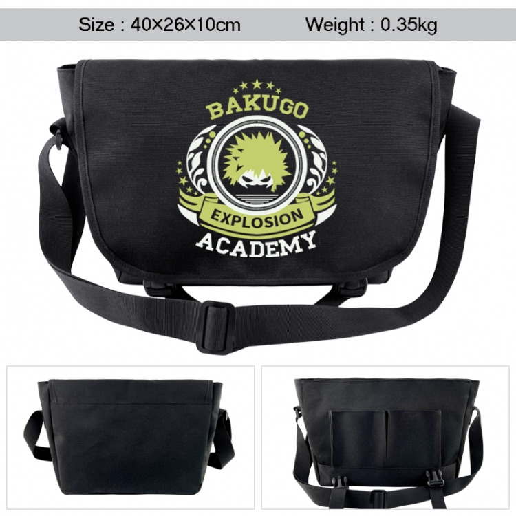 My Hero Academia Anime black double button waterproof single shoulder crossbody bag 40x26x10cm