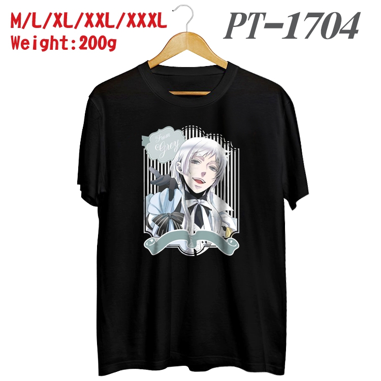 Kuroshitsuji Anime Cotton Color Book Print Short Sleeve T-Shirt from M to 3XL  PT1704