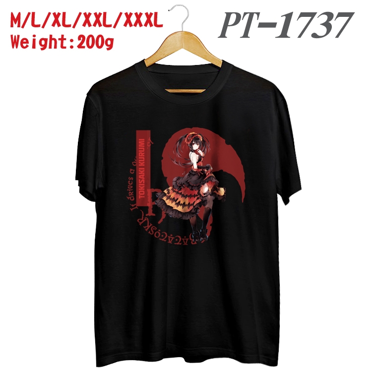 Date-A-Live Anime Cotton Color Book Print Short Sleeve T-Shirt from M to 3XL PT1737