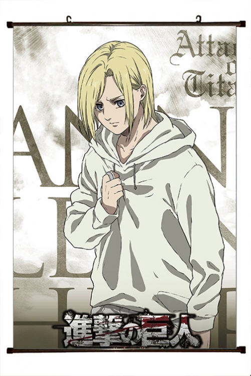 Shingeki no Kyojin Anime black Plastic rod Cloth painting Wall Scroll 60X90CM J12-363