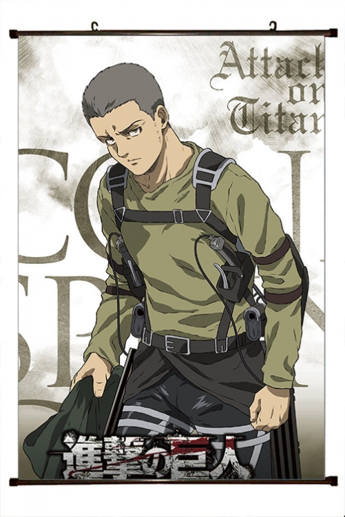 Shingeki no Kyojin Anime black Plastic rod Cloth painting Wall Scroll 60X90CM  J12-371