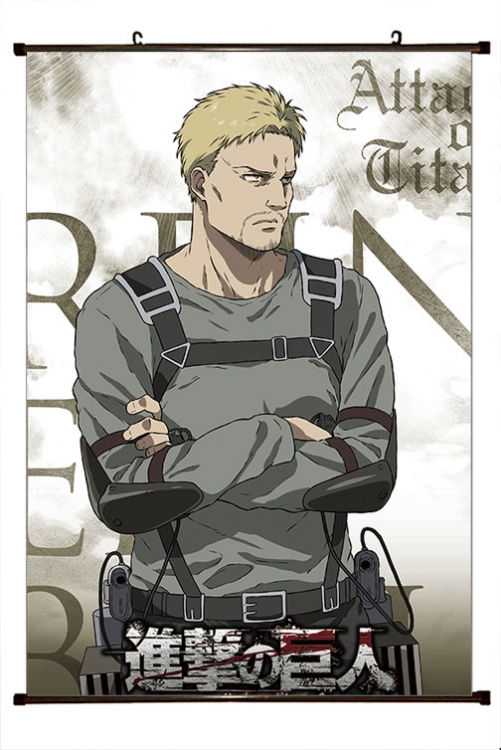 Shingeki no Kyojin Anime black Plastic rod Cloth painting Wall Scroll 60X90CM  J12-370