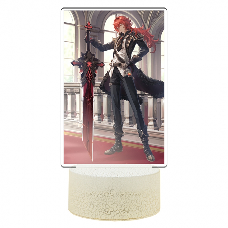 Genshin Impact Acrylic Night Light 16 Color-changing USB Interface Box Set 19X7X4CM white base