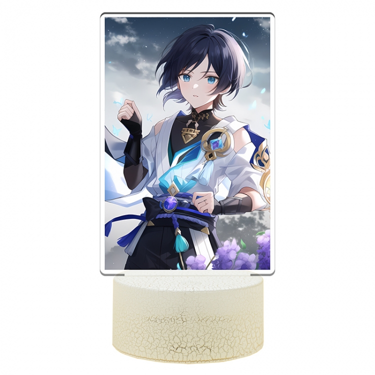 Genshin Impact Acrylic Night Light 16 Color-changing USB Interface Box Set 19X7X4CM white base