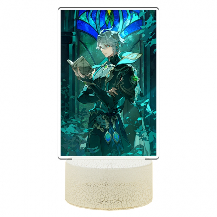 Genshin Impact Acrylic Night Light 16 Color-changing USB Interface Box Set 19X7X4CM white base