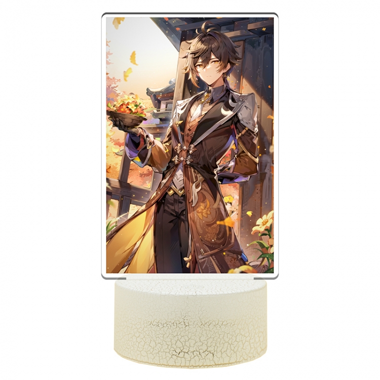 Genshin Impact Acrylic Night Light 16 Color-changing USB Interface Box Set 19X7X4CM white base
