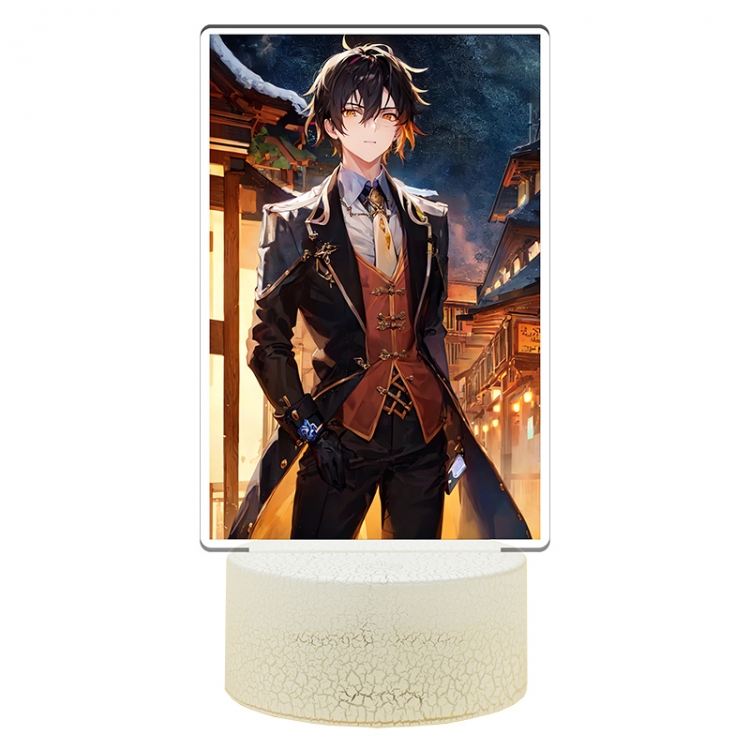 Genshin Impact Acrylic Night Light 16 Color-changing USB Interface Box Set 19X7X4CM white base
