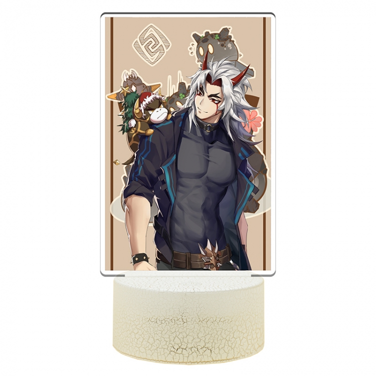 Genshin Impact Acrylic Night Light 16 Color-changing USB Interface Box Set 19X7X4CM white base