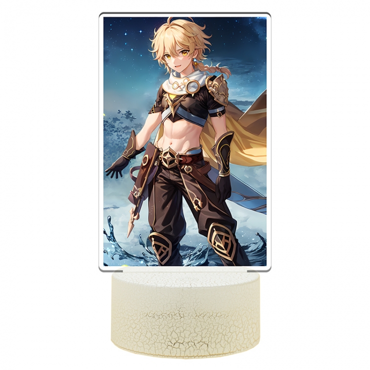 Genshin Impact Acrylic Night Light 16 Color-changing USB Interface Box Set 19X7X4CM white base