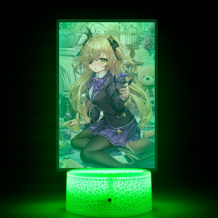 Genshin Impact Acrylic Night Light 16 Color-changing USB Interface Box Set 19X7X4CM white base