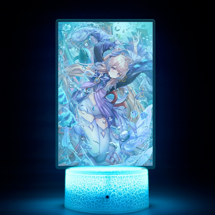Genshin Impact Acrylic Night Light 16 Color-changing USB Interface Box Set 19X7X4CM white base