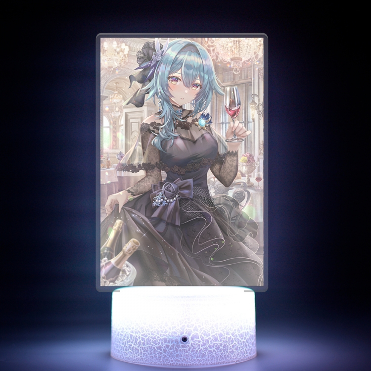 Genshin Impact Acrylic Night Light 16 Color-changing USB Interface Box Set 19X7X4CM white base