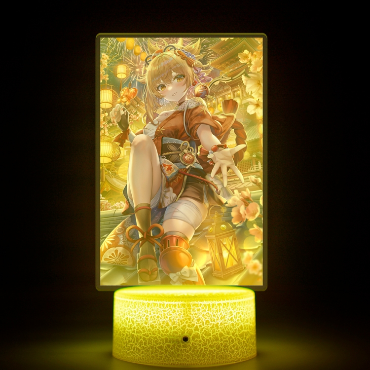 Genshin Impact Acrylic Night Light 16 Color-changing USB Interface Box Set 19X7X4CM white base