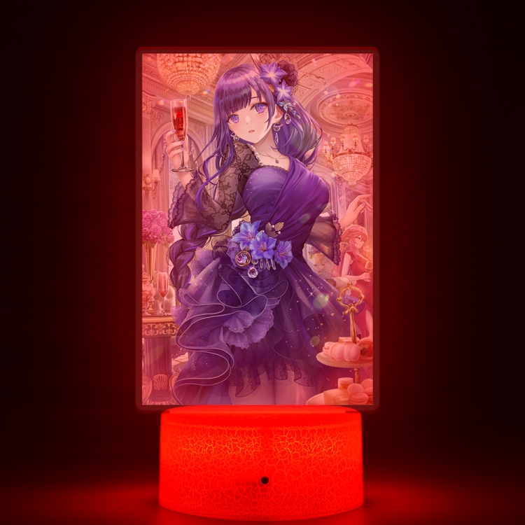 Genshin Impact Acrylic Night Light 16 Color-changing USB Interface Box Set 19X7X4CM white base