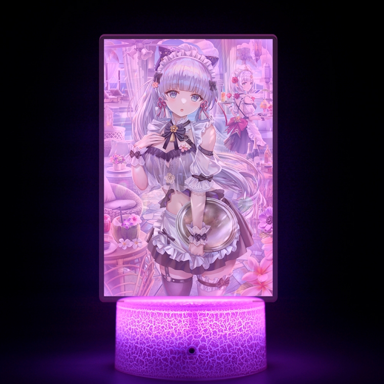 Genshin Impact Acrylic Night Light 16 Color-changing USB Interface Box Set 19X7X4CM white base