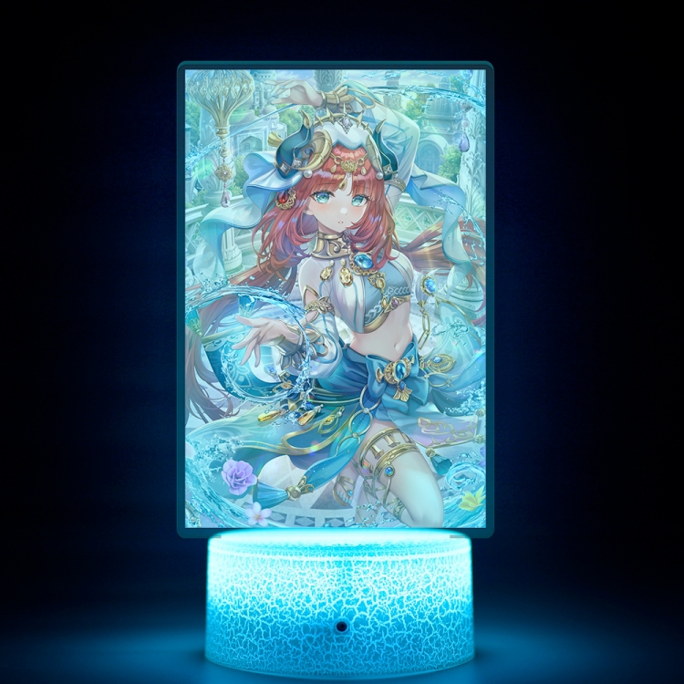 Genshin Impact Acrylic Night Light 16 Color-changing USB Interface Box Set 19X7X4CM white base