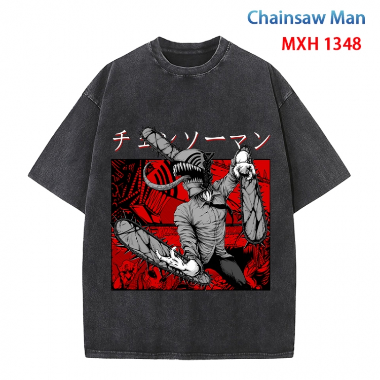 Chainsaw man Anime peripheral pure cotton washed and worn T-shirt from S to 4XL MXH 1348