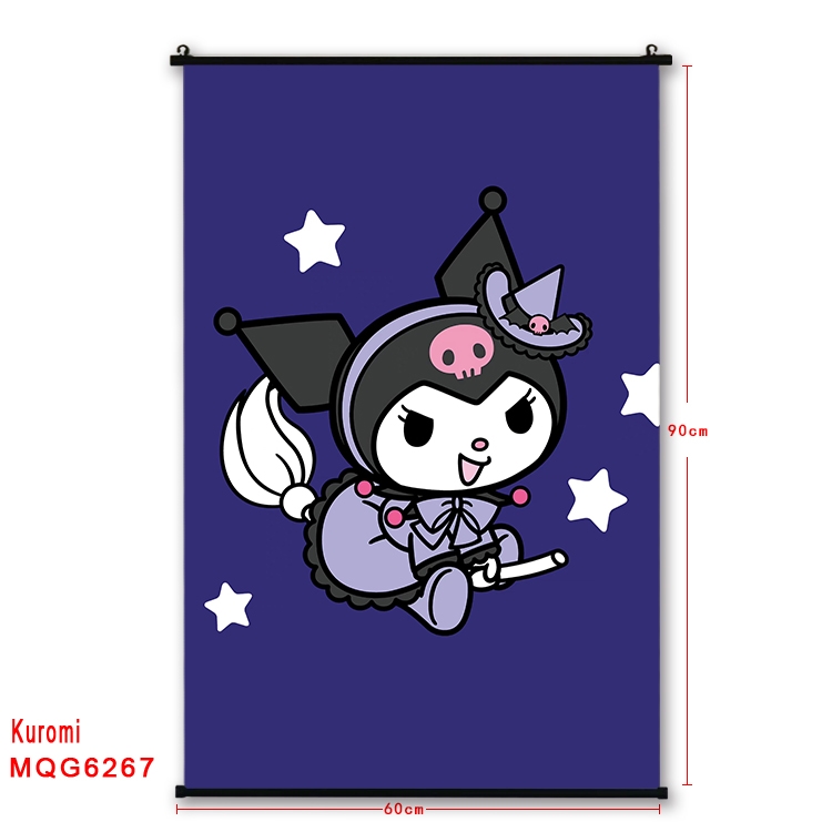 Kuromi cartoon  black Plastic rod Cloth painting Wall Scroll 60X90CM MQG-6267