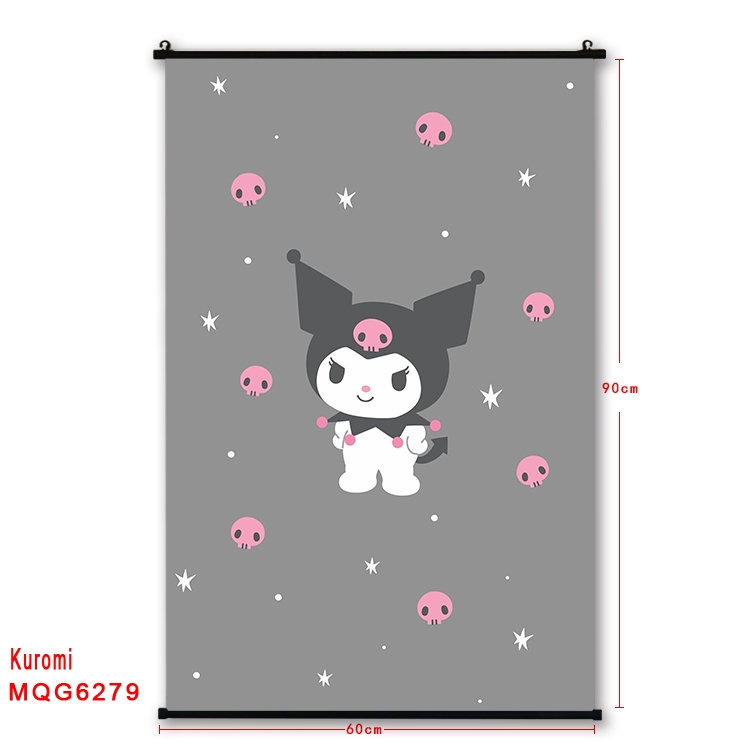 Kuromi cartoon  black Plastic rod Cloth painting Wall Scroll 60X90CM MQG-6279