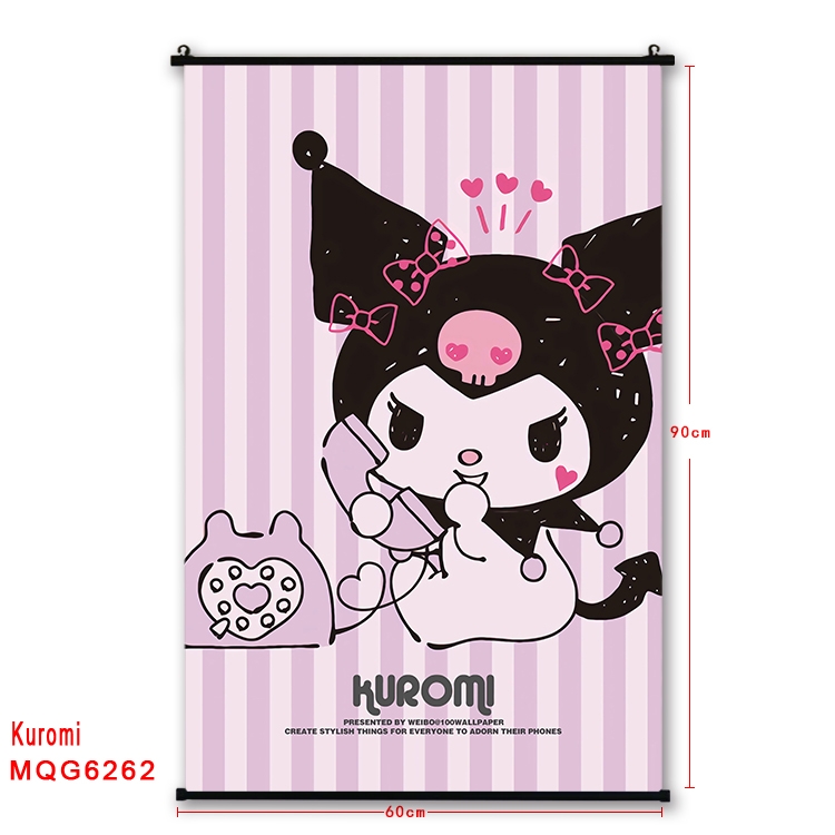 Kuromi cartoon  black Plastic rod Cloth painting Wall Scroll 60X90CM MQG-6262