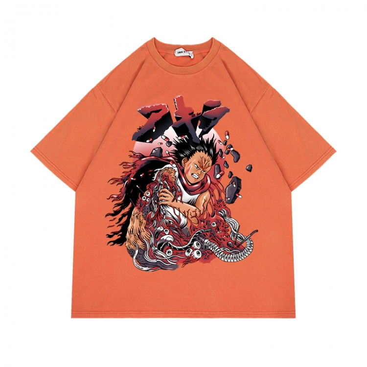 Akira Anime Surrounding Direct Spray Technology Colorful Wash Short Sleeve T-shirt from S to 2XL